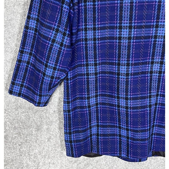 Vintage Liz Claiborne Wool Blend Blue Plaid Double Breasted Blazer Womens Size 8 - Picture 12 of 16
